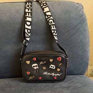 Karl Lagerfeld Black Belt Bag with Gold and Red Details